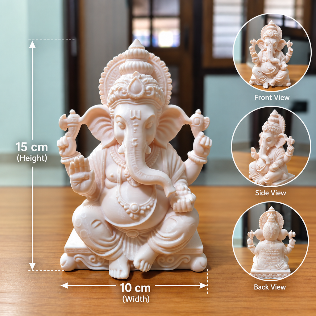 3D Printed Lord Ganesha Idol – Decorative & Spiritual Home Decor