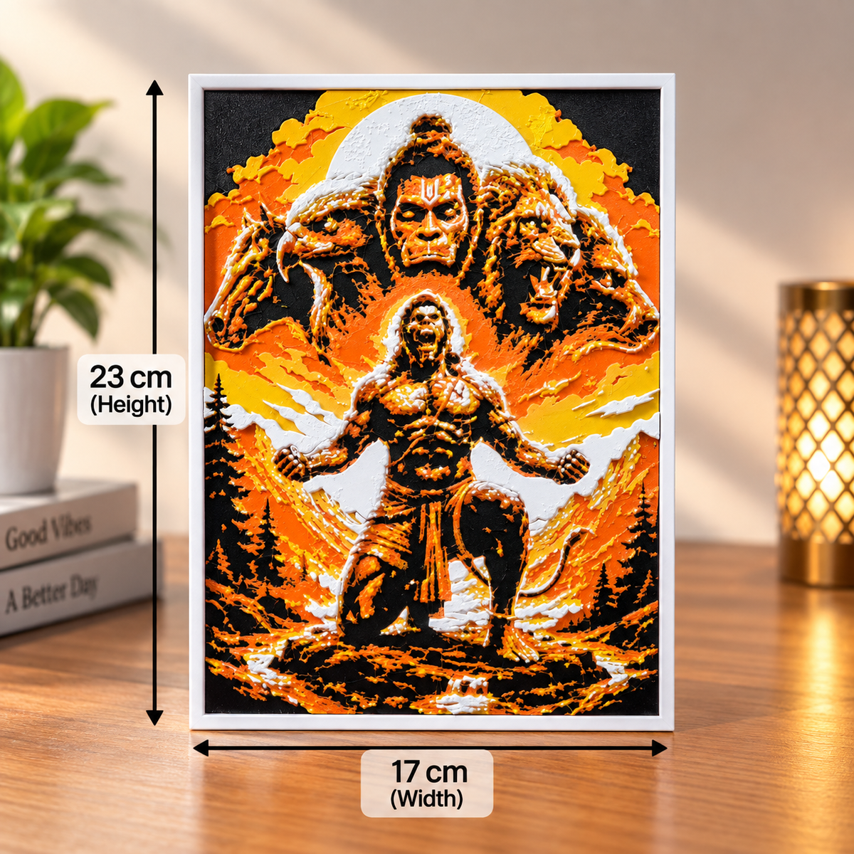 3D Printed Panchmukhi Hanuman Textured Frame with Stand