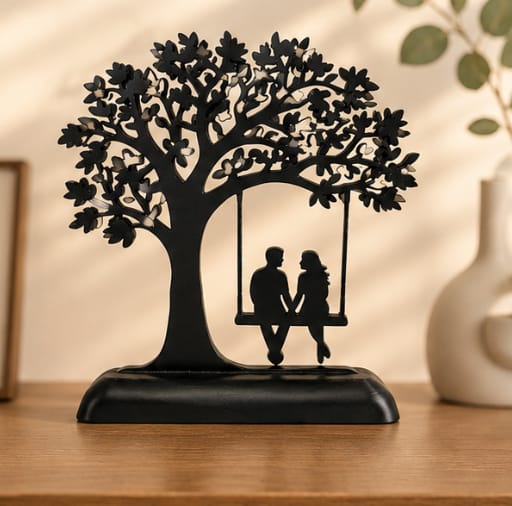 3D Printed Couple Swing Under Tree Decor – 20 cm | Romantic Table Decor